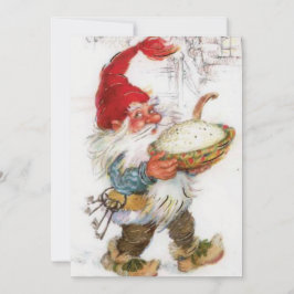 Vintage jul Gnome Carriage Food Bowl Julkort