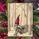 Vintage jul Gnome Cshing Julgran Julkort<br><div class="desc">Vintage jul Gnome Cshing and Pulling Julgran Helgdag Card.</div>