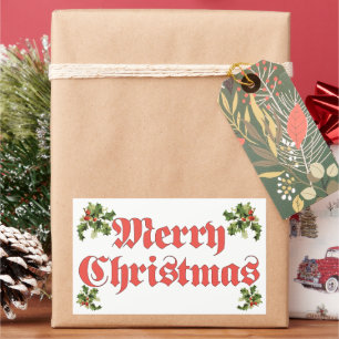 Vintage jul, God Jul Text Design Rektangulärt Klistermärke