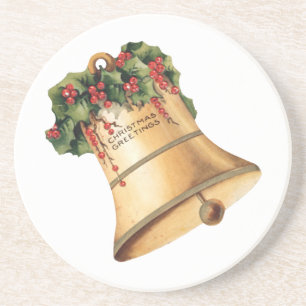 Vintage jul Golden Klockor, säsongens hälsningar Underlägg Sandsten