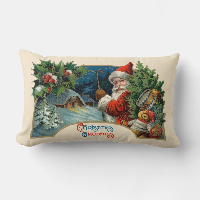 Vintage jul Greetinog Pillow Lumbarkudde (Framsida)
