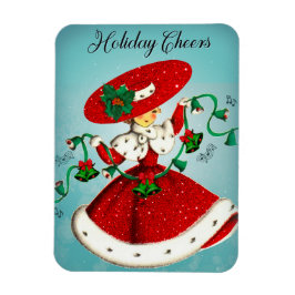 Vintage jul grönt klockor red glitter magnet
