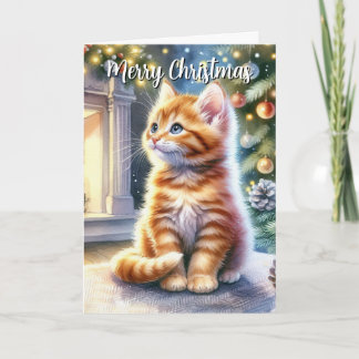 Vintage jul-Gulten Kitten Kort