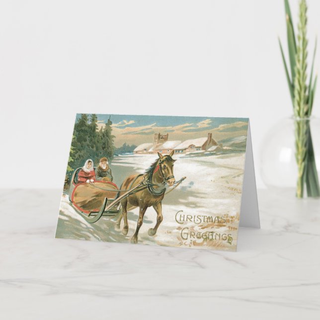 Vintage jul Hälsning Card Helgkort (Framsida)