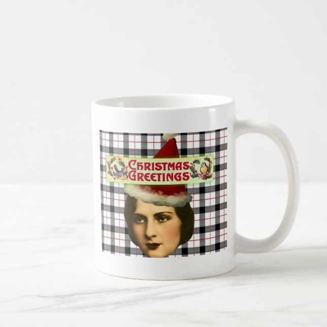 Vintage jul Hälsning Dam Kaffemugg (Höger)
