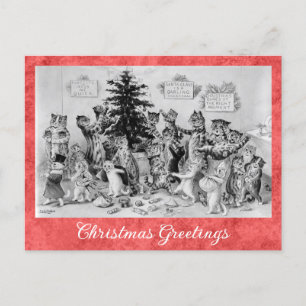 Vintage jul Hälsning Louis Wain Cat Vykort