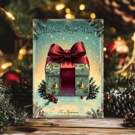 Vintage jul hälsning med Festive Gift Box Inbjudningar