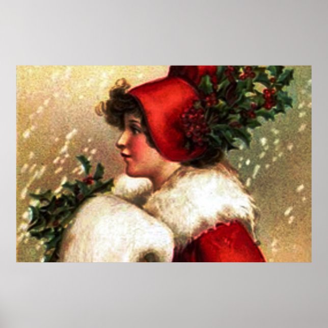 Vintage jul Hälsning Poster (Framsidan)