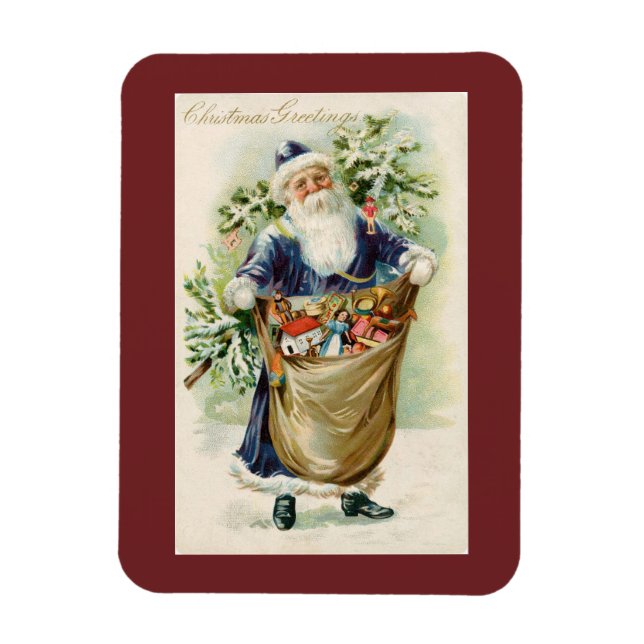 Vintage jul Hälsning Santa Magnet (Vertikal)