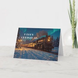 Vintage jul-hälsningskort Tåg - Merry Chri Helgkort