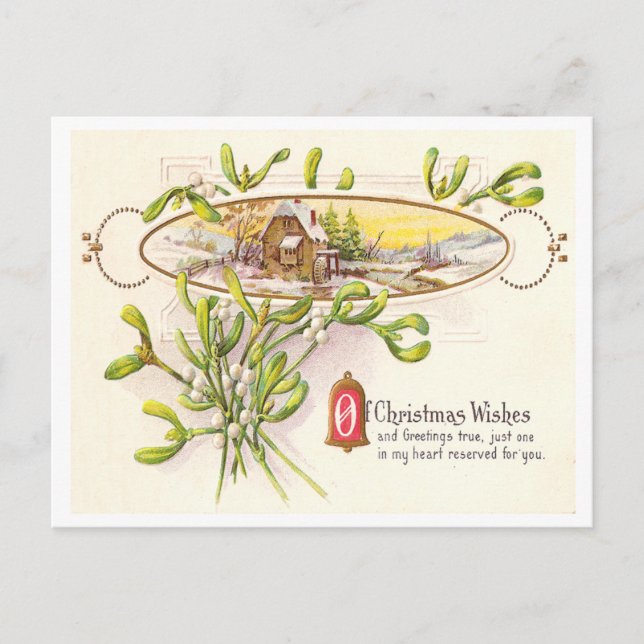 Vintage jul helg vykort (Framsida)