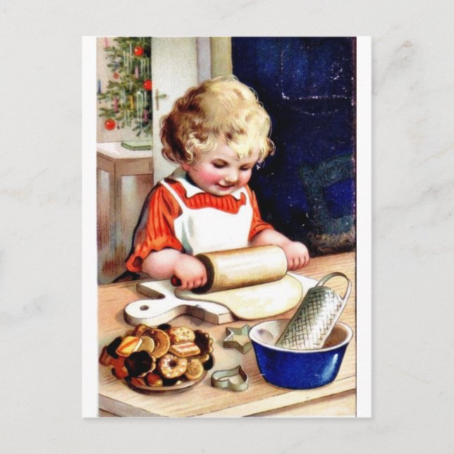 Vintage jul helg vykort (Framsida)