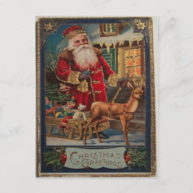 Vintage jul helg vykort (Framsida)