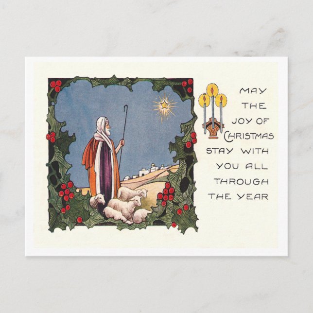 Vintage jul helg vykort (Framsida)