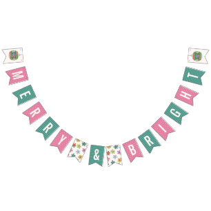 Vintage jul - Helgdag Banner - Grönt Vimplar