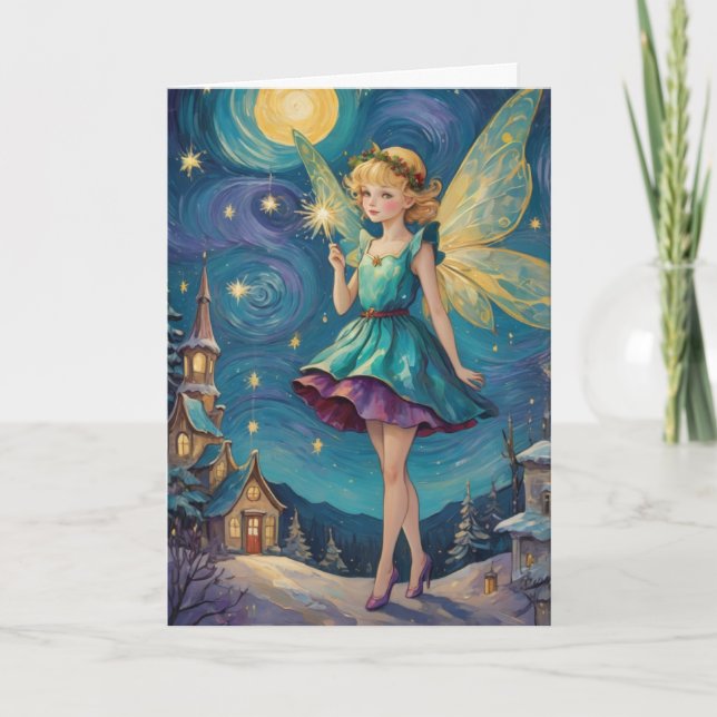 Vintage jul Helgdag Fairy Anpassade Kort (Framsida)