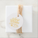 Vintage jul-Helgdag-familjen Namn<br><div class="desc">Julfolie i chic med en julbild i guld på vit bakgrund,  och namn i manusligrafi på baksidan av favorittaggen. Enbart designad för dig av Lycklig Dolphin Studio. Om du behöver hjälp eller matchande produkter kontaktar du oss via vår chatta för butiker!</div>