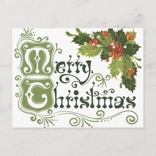 Vintage jul-Helgdag vykort (Framsida)