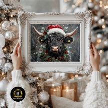 Vintage jul Highland Cow Decoupage