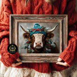 Vintage jul Highland Cow Decoupage