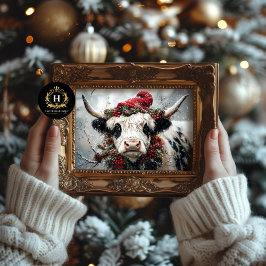 Vintage jul Highland Cow Decoupage