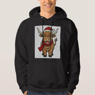 Vintage jul Highland ko Santa hatt vektor_1 Hoodie
