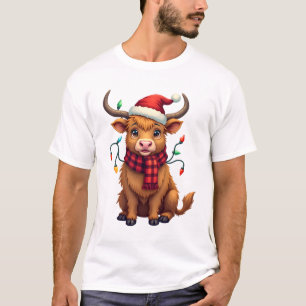 Vintage jul Highland ko Söt högtidlig vektor T Shirt