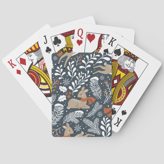 Vintage jul-hjort, festlig design casinokort (Baksidan)