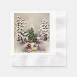 Vintage jul holiday sceneri servetter