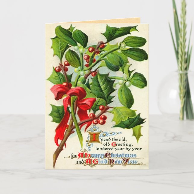 Vintage jul Holly Cards Helgkort (Framsida)