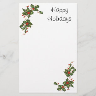 Vintage jul, Holly Plant med Red Berries Brevpapper