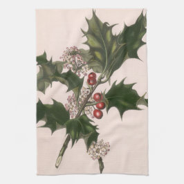 Vintage jul, Holly Plant med Red Berries Kökshandduk