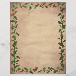 Vintage jul Holly-skrivpapper utan foten
