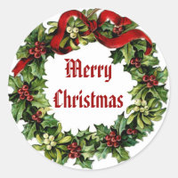 Vintage jul Holly Wandeand Red Ribbon