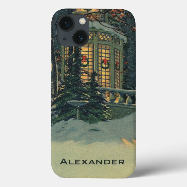 Vintage jul, House with Wreaths in Windows (Baksida)