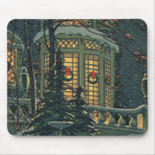 Vintage jul, House with Wreaths in Windows Musmatta