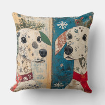 Vintage jul-Hund Pillow - Rustic Helgdag