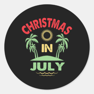 Vintage jul i juli sommarstrandfest för kvinnor runt klistermärke