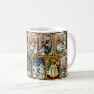 Vintage jul i Ornate Guld Gräns Kaffemugg
