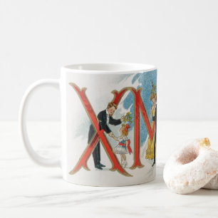 Vintage Jul i viktoriansk stil, En glad julfest Kaffemugg