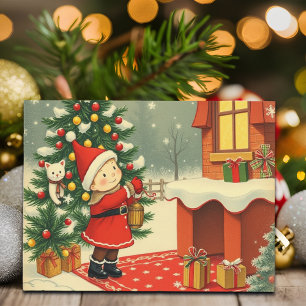 Vintage jul Illustration Helg Vykort