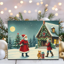 Vintage jul Illustration Helg Vykort