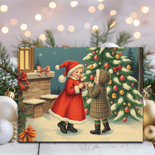 Vintage jul Illustration Helg Vykort
