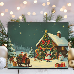 Vintage jul Illustration Helg Vykort