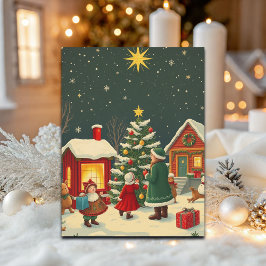Vintage jul Illustration Helg Vykort