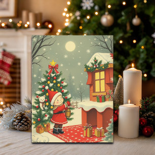 Vintage jul Illustration Helg Vykort