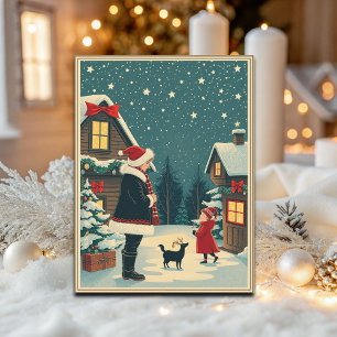 Vintage jul Illustration Helg Vykort