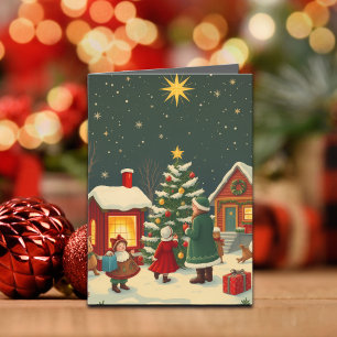 Vintage jul Illustration Kort