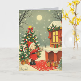 Vintage jul Illustration Kort