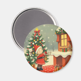 Vintage jul Illustration Magnet